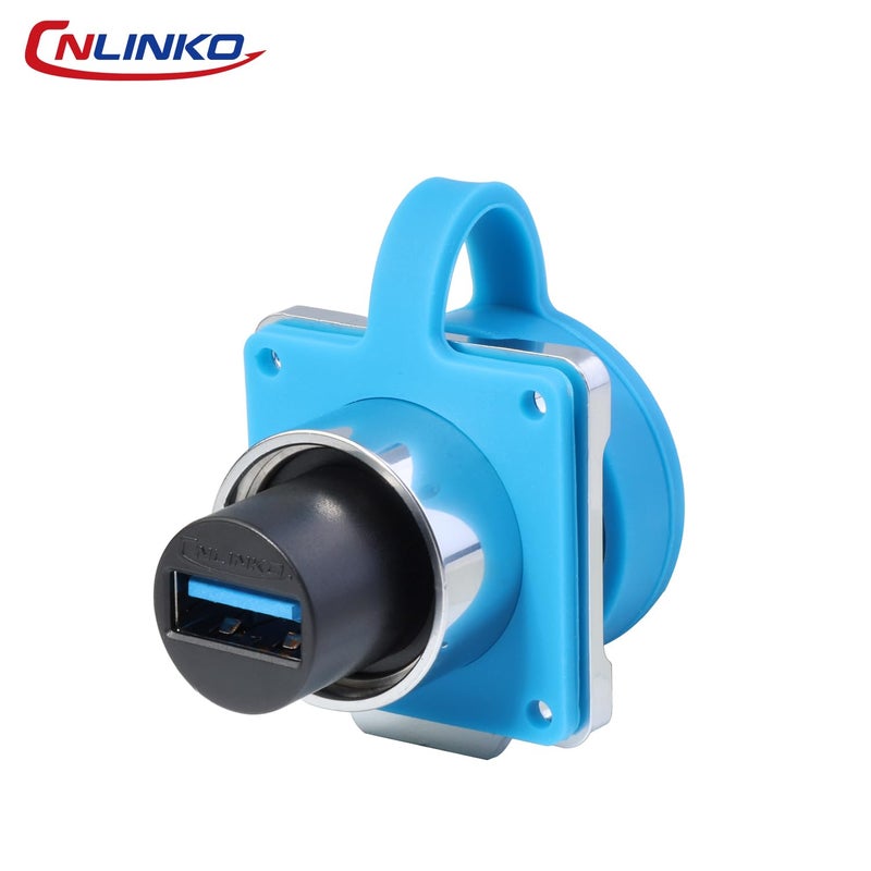 CNLINKO DH-24 USB 3.0 Connectors, Male Plug with 20 Inches Cable, Type A Female Metal Socket, Panel Mount Receptacles Socket, IP68 Waterproof Connector, M24 Signal Connectors (USB 3.0 Set) - Image 3